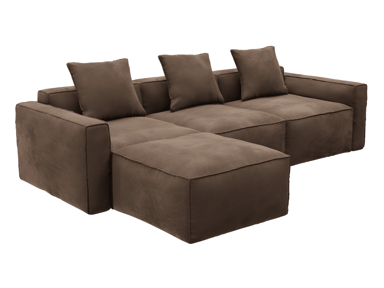 Riley Apt Muse Chocolate Sofa - 3 Seater and Ottoman color Muse Chocolate