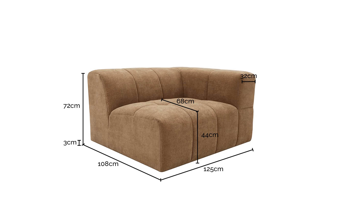 Lucello Tribute Shell Right Arm Facing Chair Module color Tribute Shell