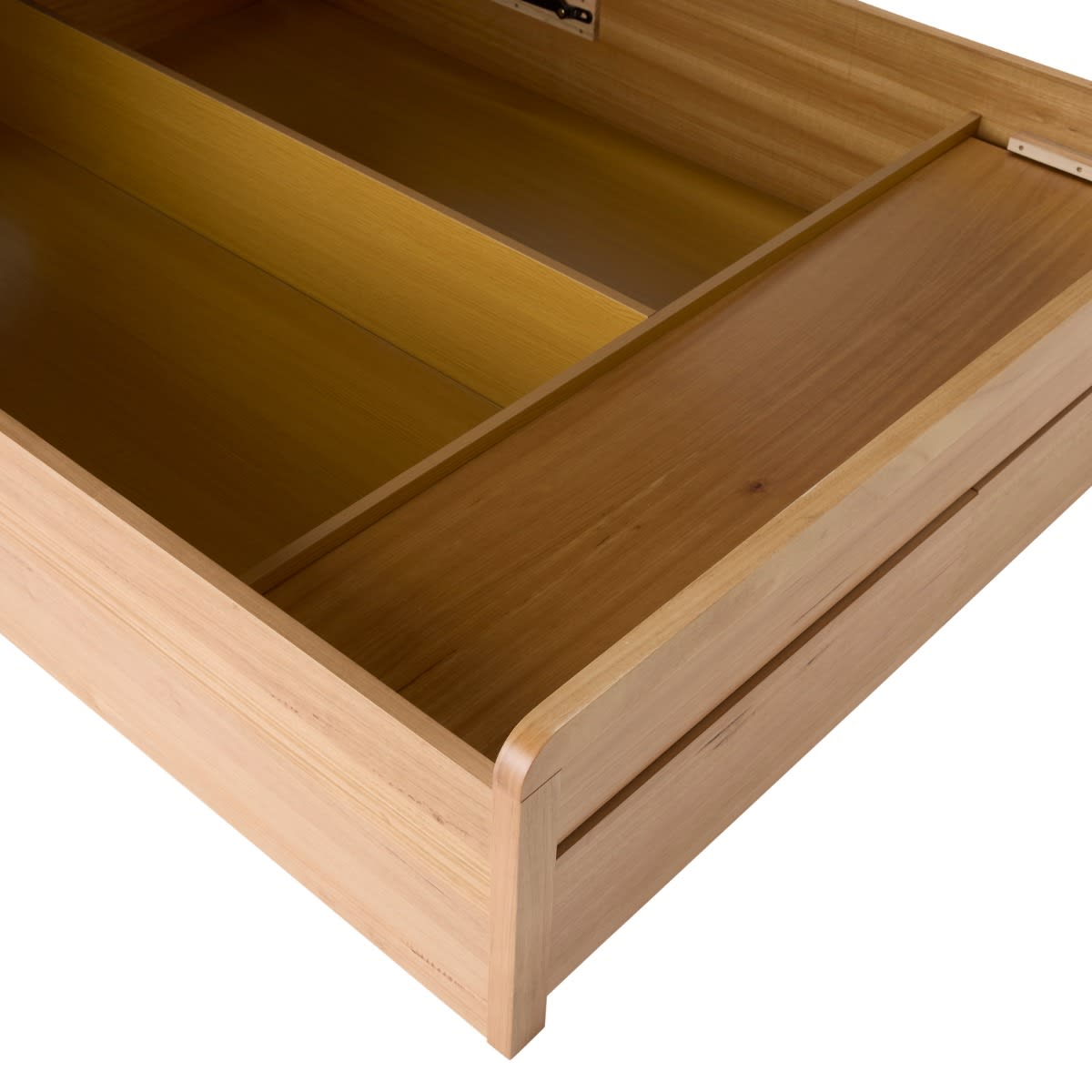 Chloe Gas Lift Bookend & Drawer Bedwith USB & LED King Messmate color Natural