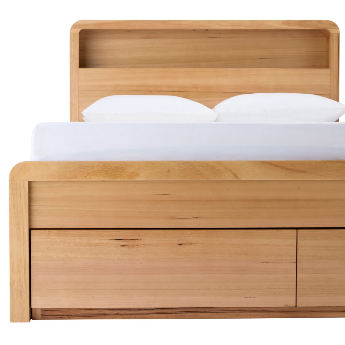 Chloe Gas Lift Bookend & Drawer Bedwith USB & LED Queen Messmate color Natural
