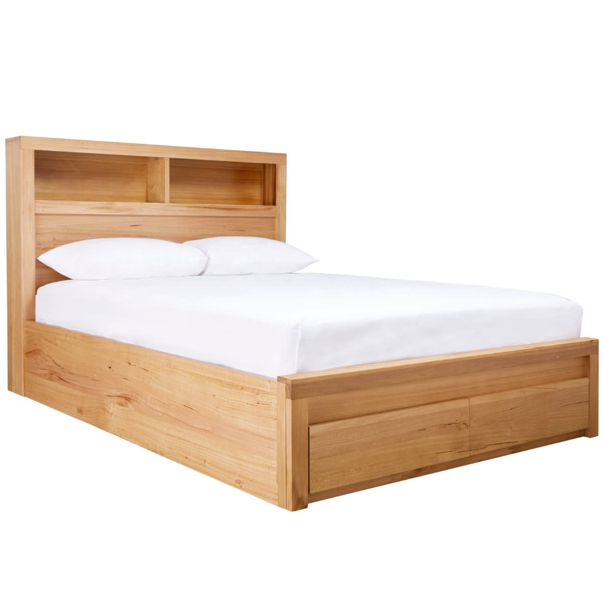 Clemence Gas Lift Storage Bed & Drawers & Bookend color Natural