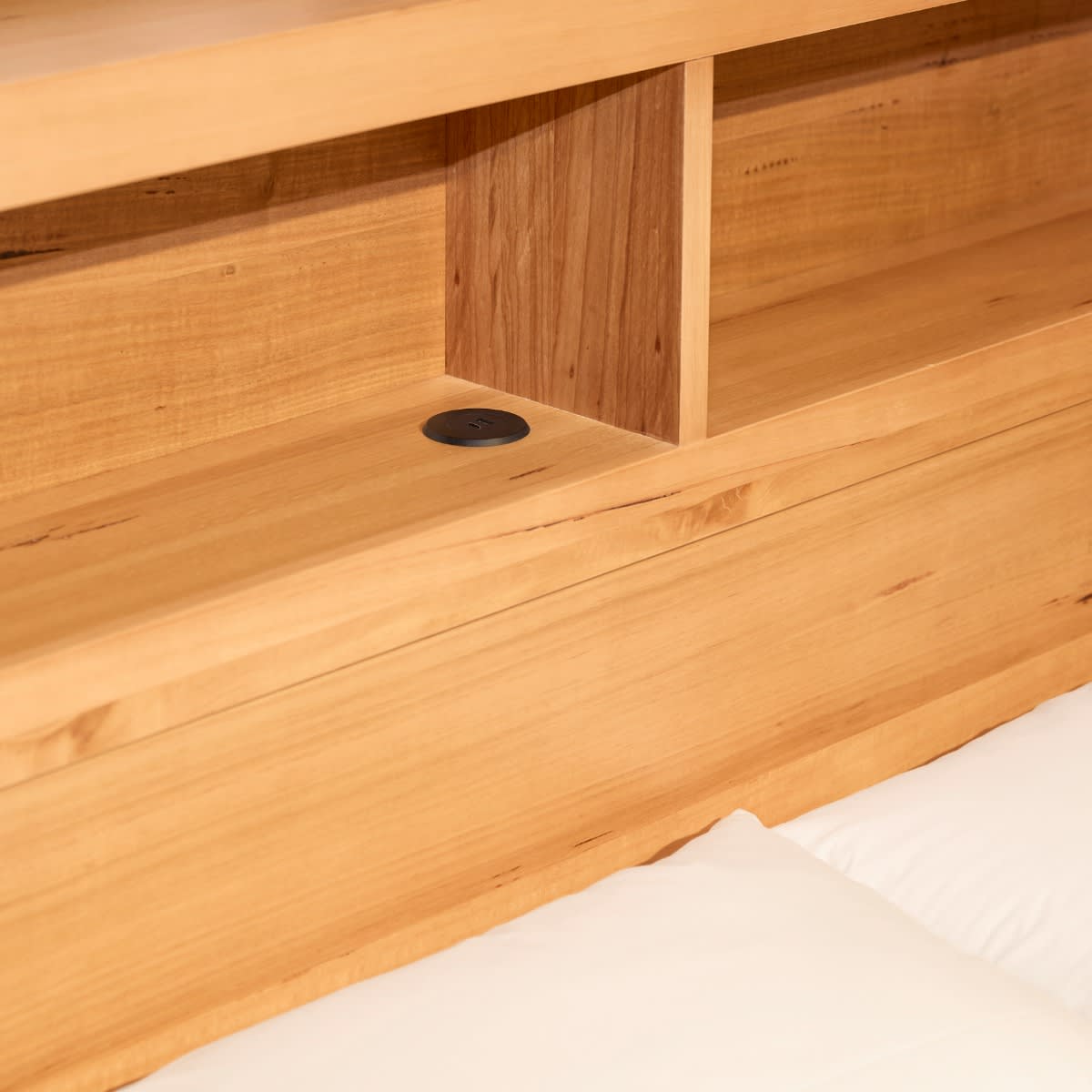 Clemence Gas Lift Storage Bed & Drawers & Bookend with USB & LED color Natural