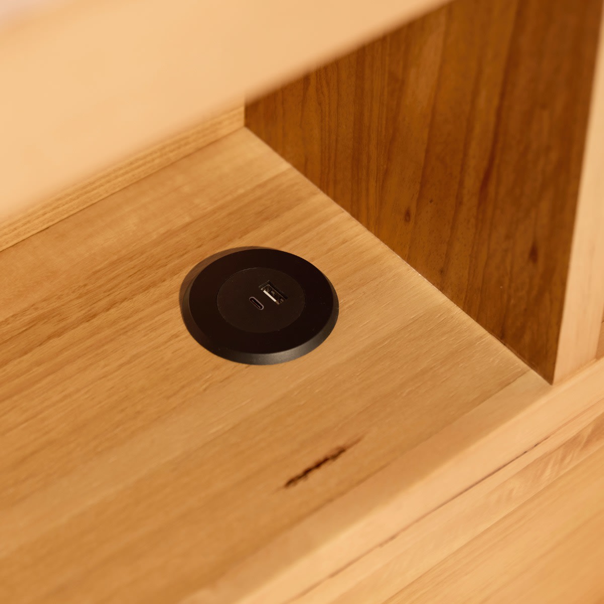 Clemence Gas Lift Storage Bed & Drawers & Bookend with USB & LED color Natural