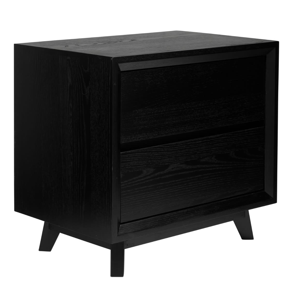Morgan Oak Bedside Table Black - 2 Drawer color Black