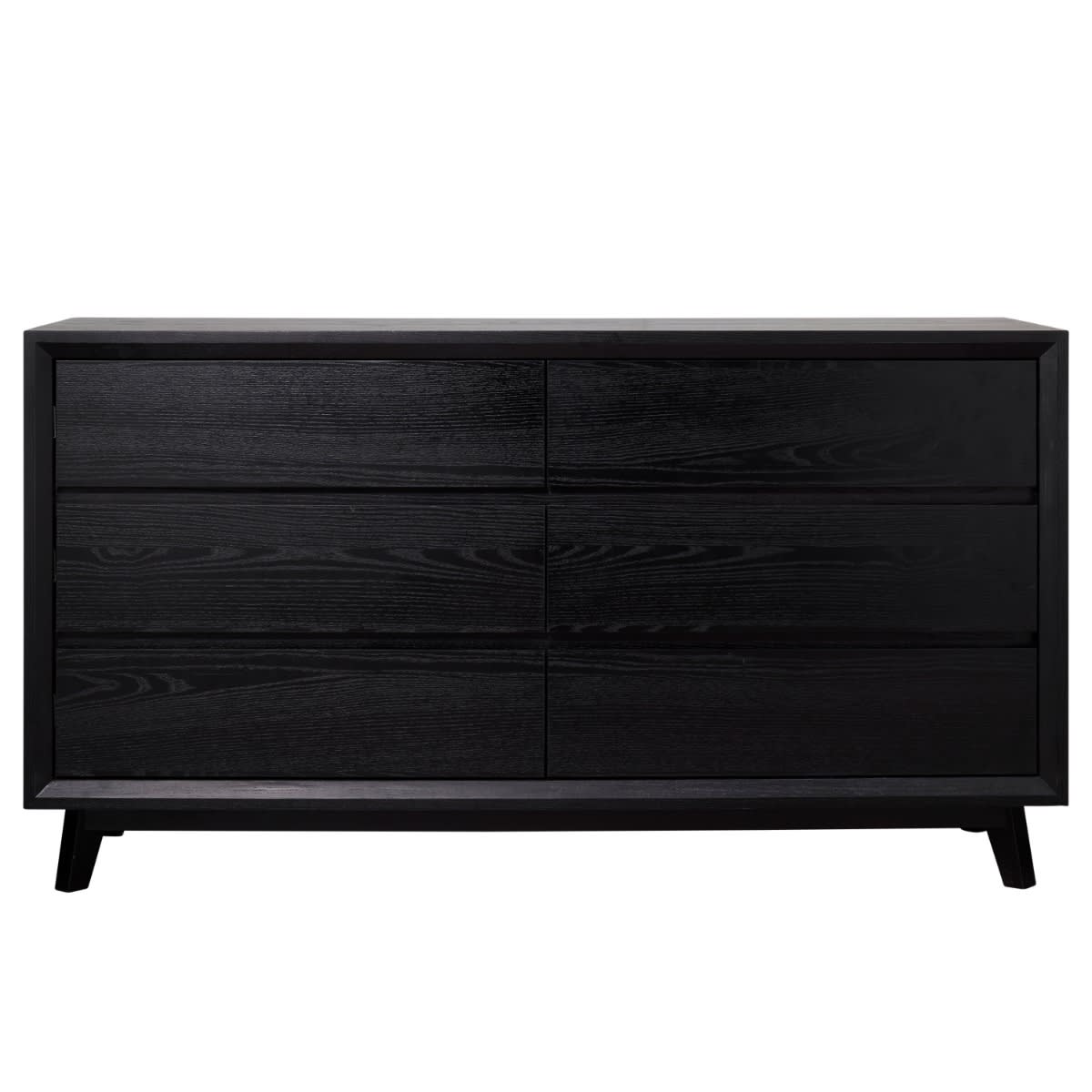 Morgan Oak Dresser Black - 6 Drawer color Black