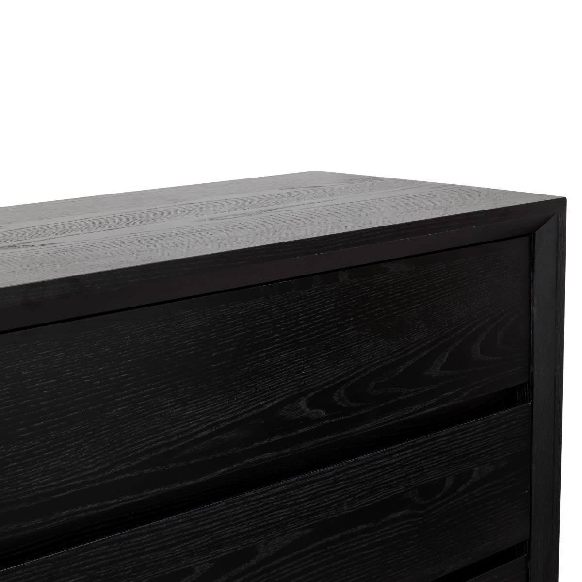 Morgan Oak Dresser Black - 6 Drawer color Black
