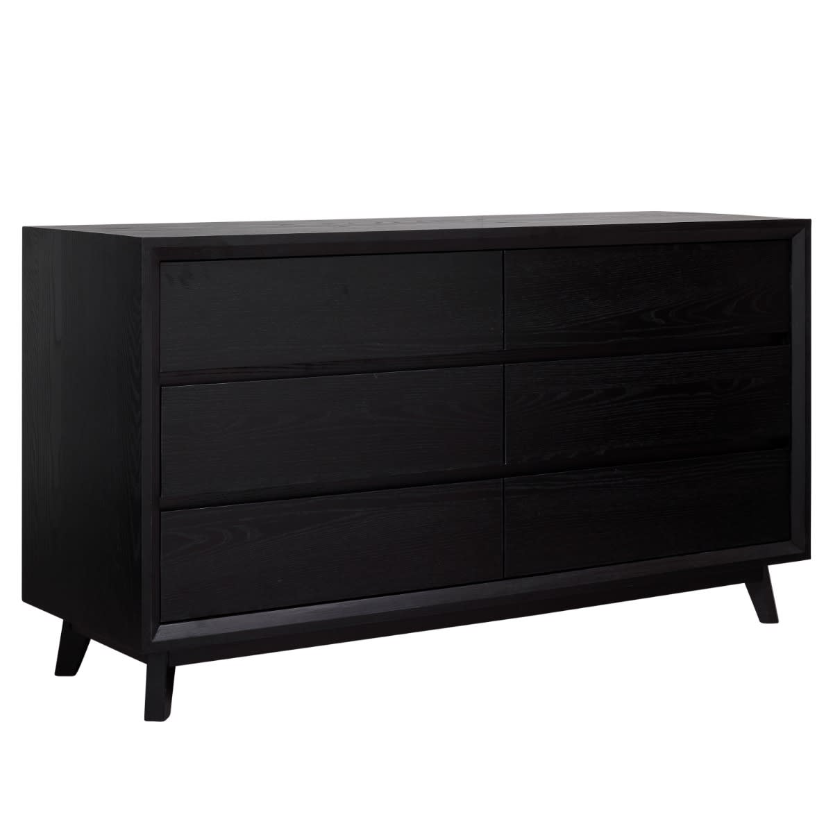 Morgan Oak Dresser Black - 6 Drawer color Black