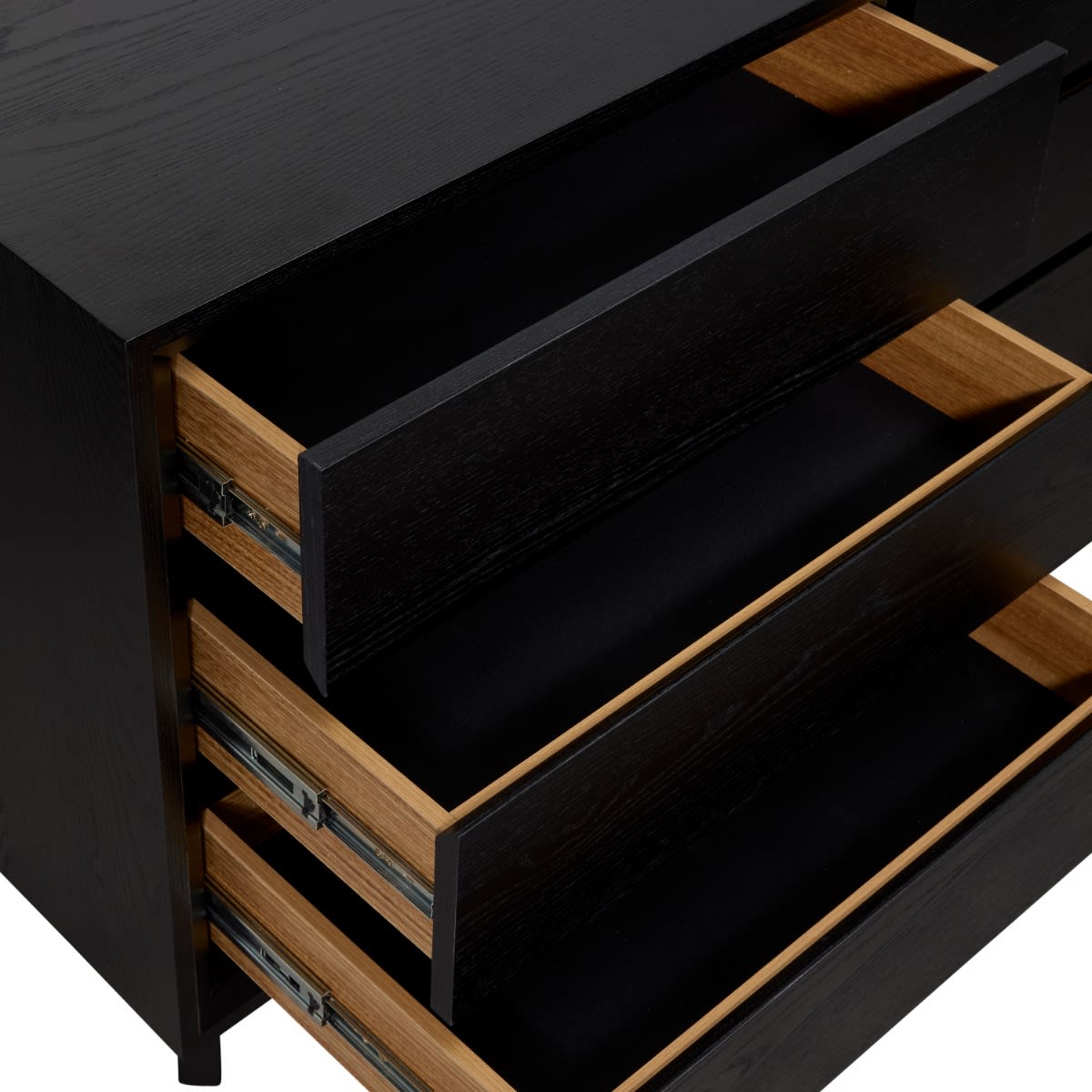 Morgan Oak Dresser Black - 6 Drawer color Black