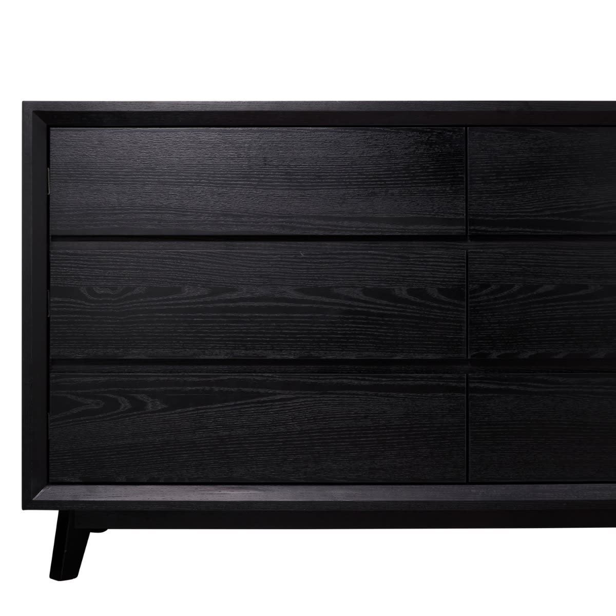 Morgan Oak Dresser Black - 6 Drawer color Black
