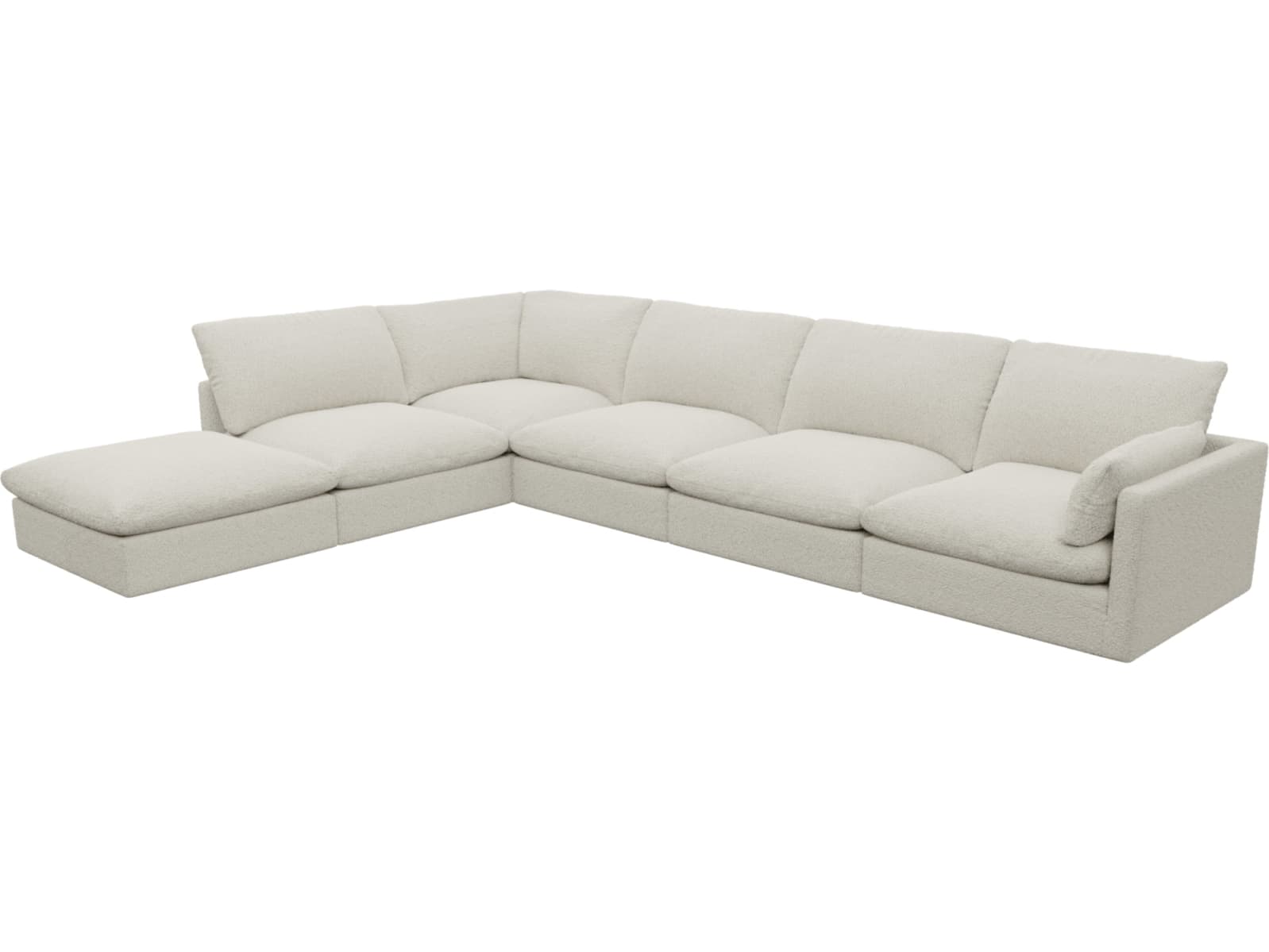 Willow Boucle Ivory Modular Sofa - 6 Seater LAF Terminal color Boucle Ivory