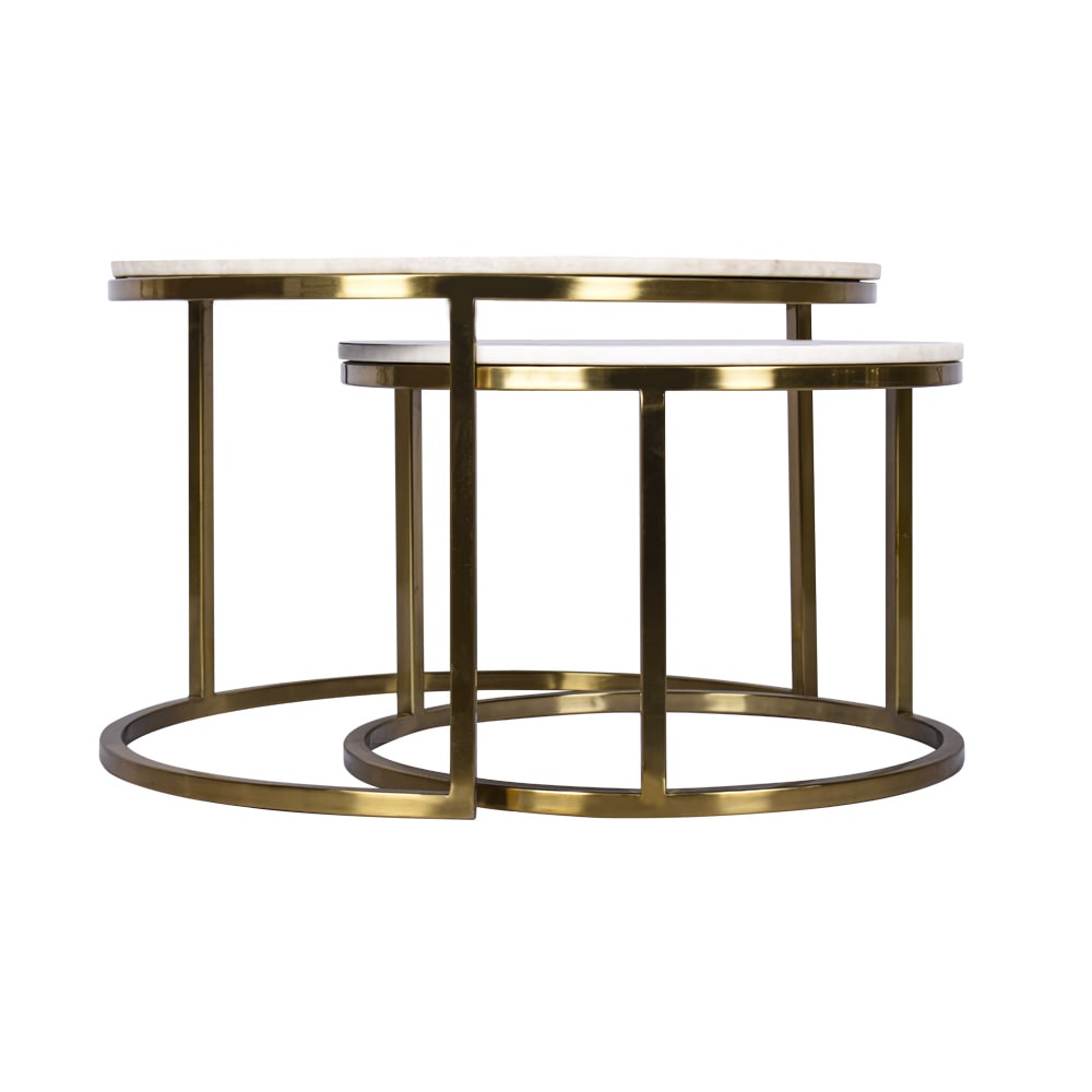 Mercer Coffee Table Gold Marble Set of 2 color Gold
