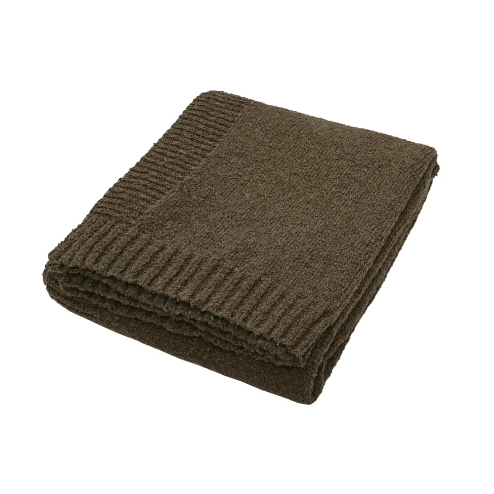 Circ Knitted Throw Boucle Khaki - 170cm x 130cm color Khaki