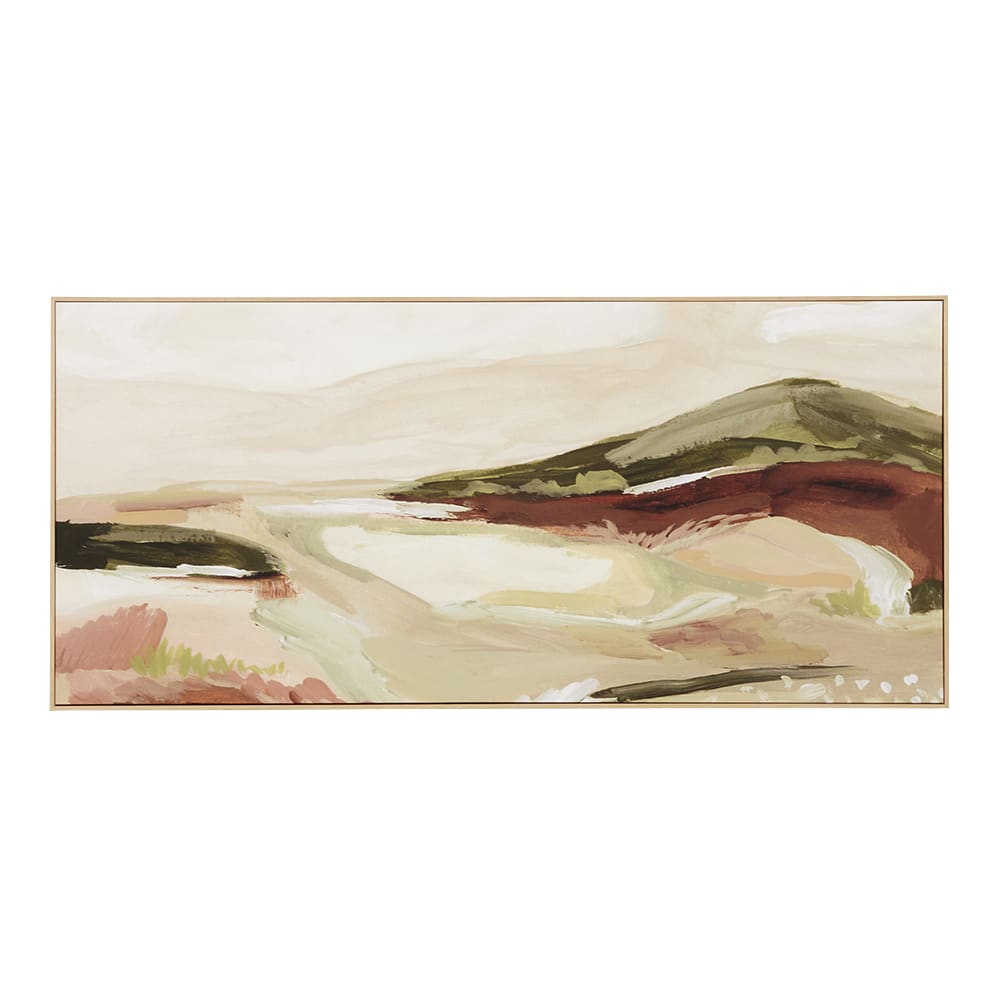Evening Field Natural Veneer Framed Canvas - 146cm x 67cm color Natural