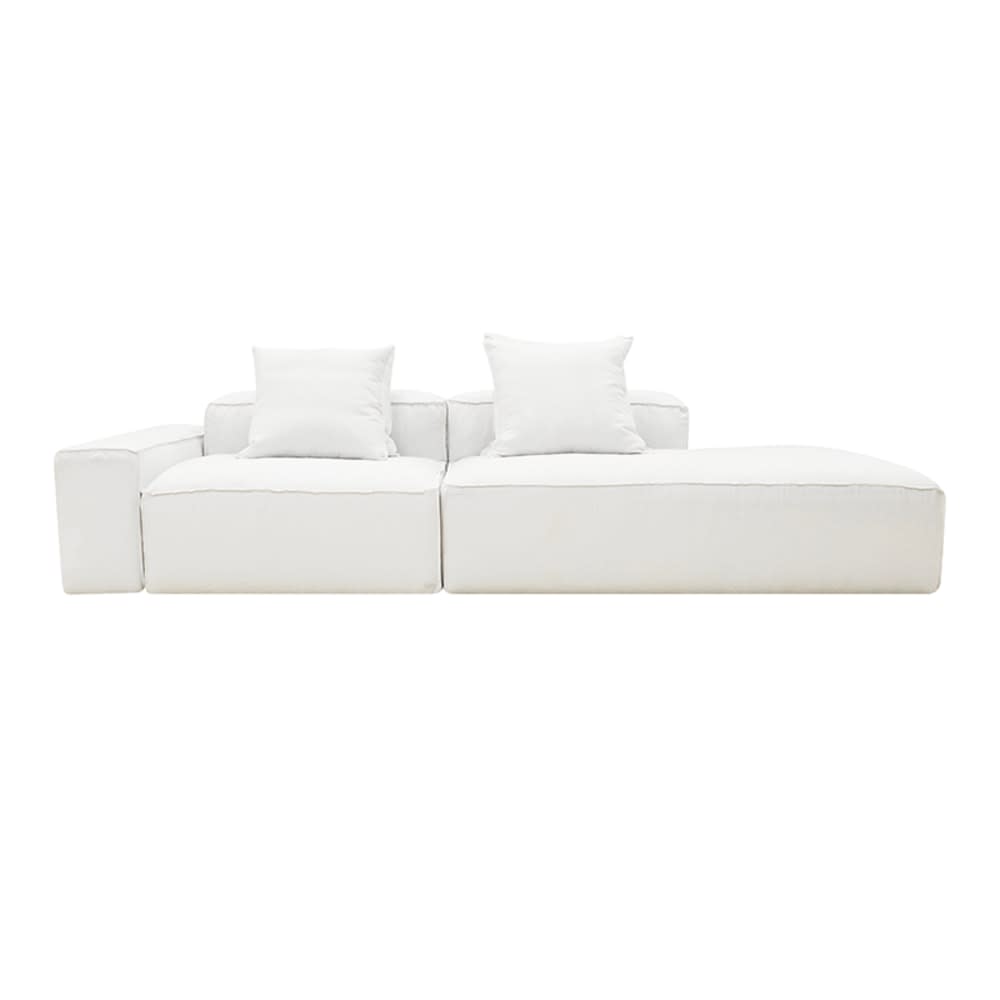 Riley Linen Pure White Modular Sofa - 1x Arm, 1x Armless, 1x Right Terminal color Linen Pure White