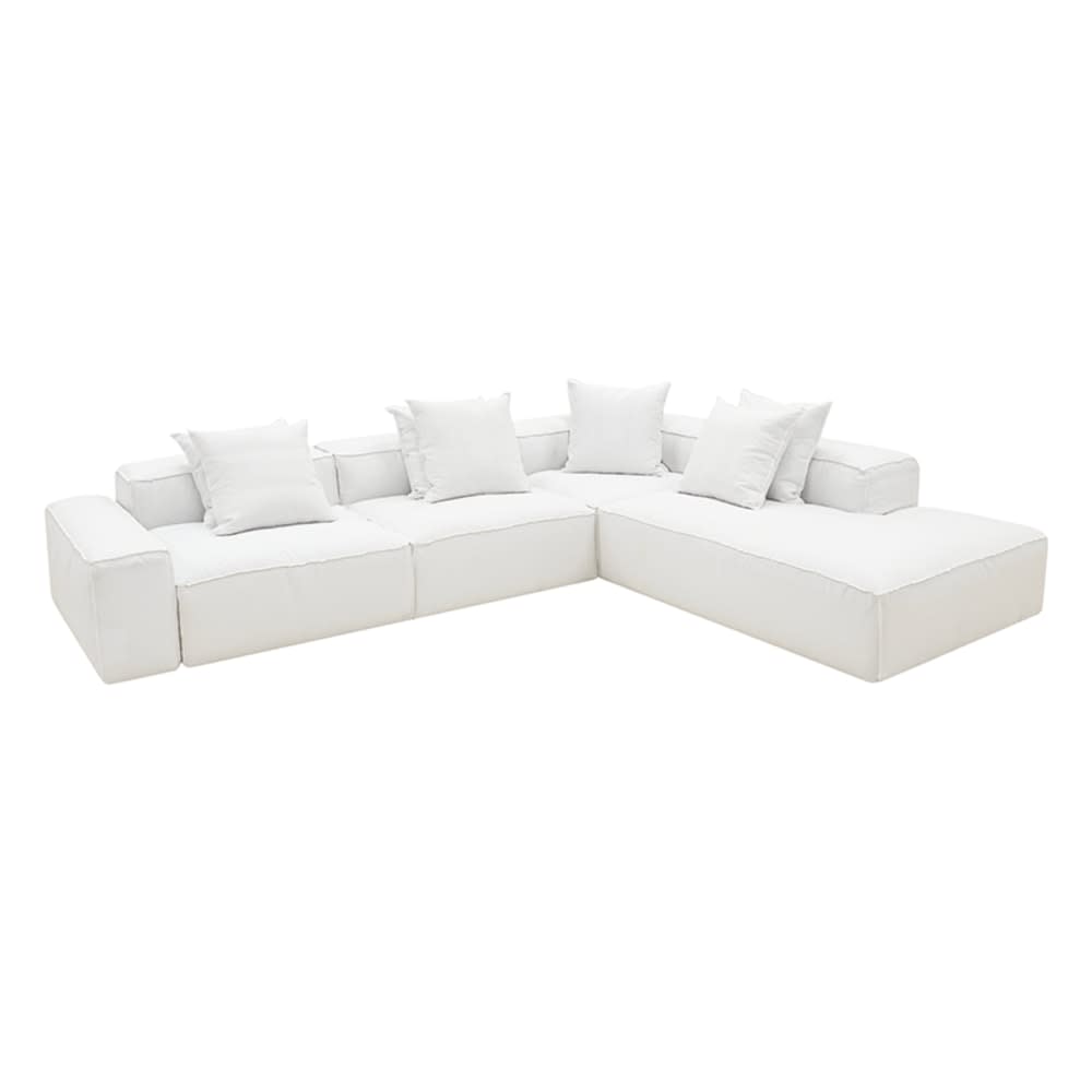 Riley Linen Pure White Modular Sofa - Arm, 2x Armless, Corner, Right Terminal color Linen Pure White