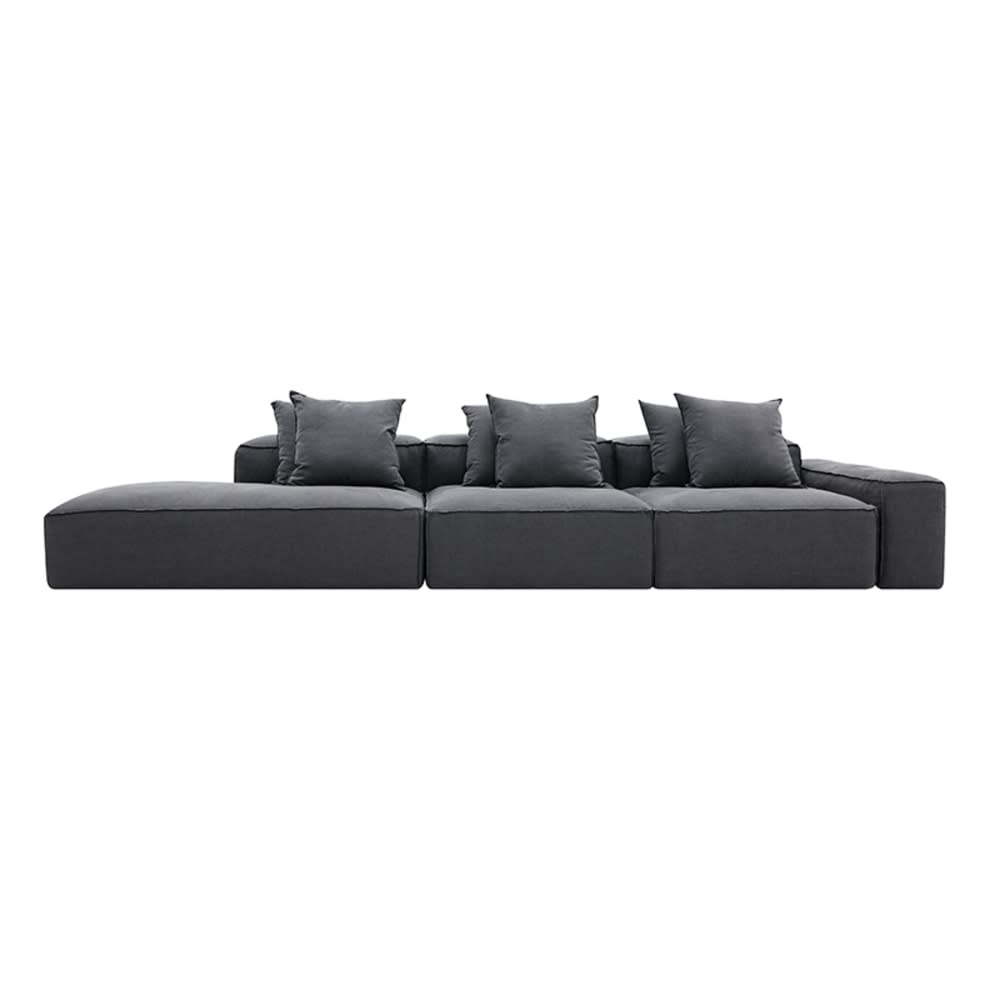 Riley Linen Charcoal Modular Sofa - 1x Arm, 2x Armless, 1x Left Terminal color Linen Charcoal