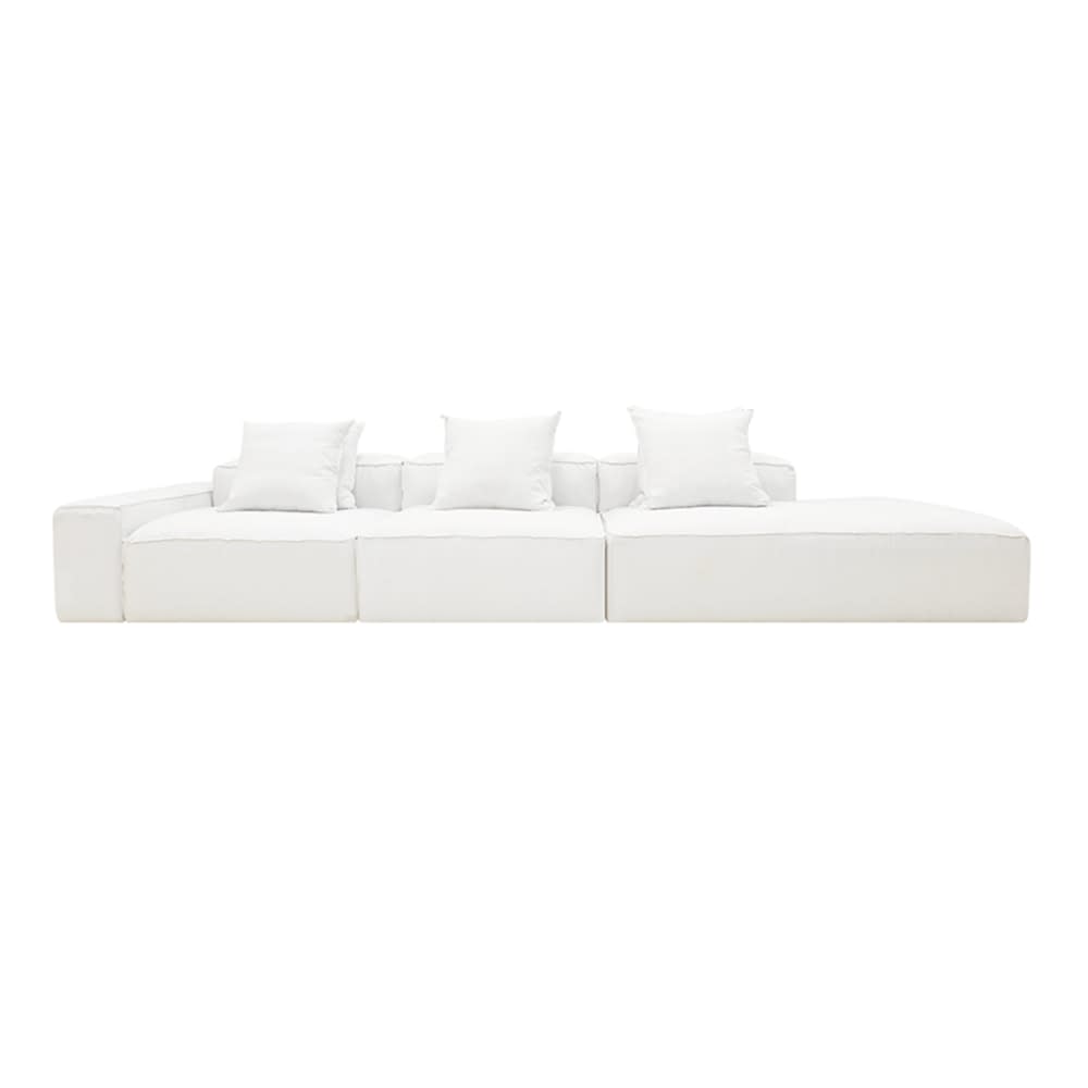 Riley Linen Pure White Modular Sofa - 1x Arm, 2x Armless, 1x Right Terminal color Linen Pure White