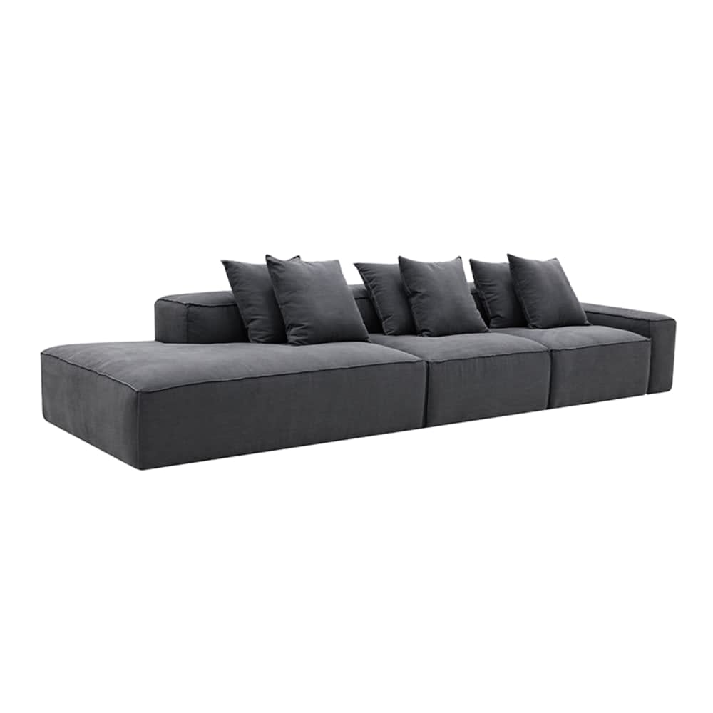 Riley Linen Charcoal Modular Sofa - 1x Arm, 2x Armless, 1x Left Terminal color Linen Charcoal