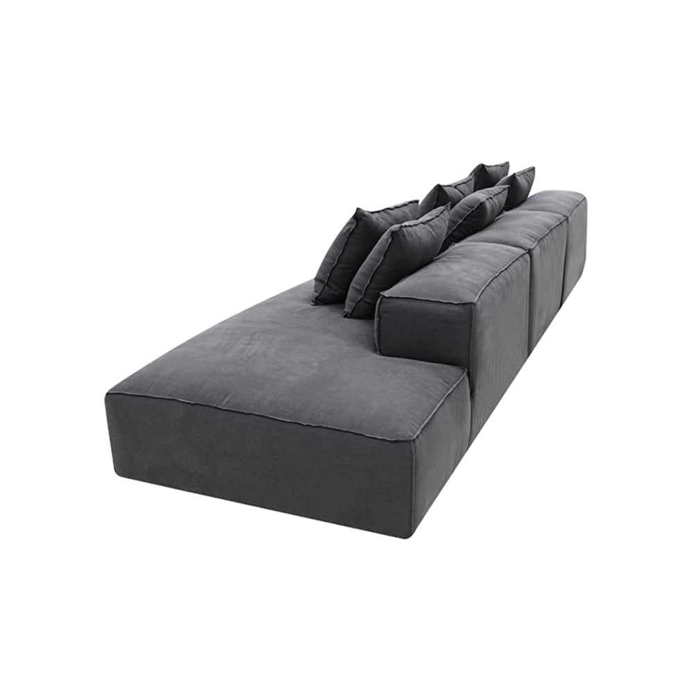 Riley Linen Charcoal Modular Sofa - 1x Arm, 2x Armless, 1x Right Terminal color Linen Charcoal