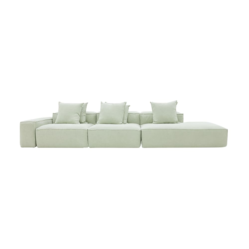 Riley Linen Oatmeal Modular Sofa - 1x Arm, 2x Armless, 1x Right Terminal color Linen Oatmeal