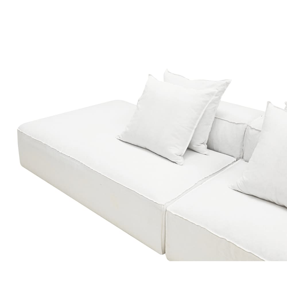 Riley Linen Pure White Modular Sofa - 1x Arm, 3x Armless, 1x Left Terminal color Linen Pure White