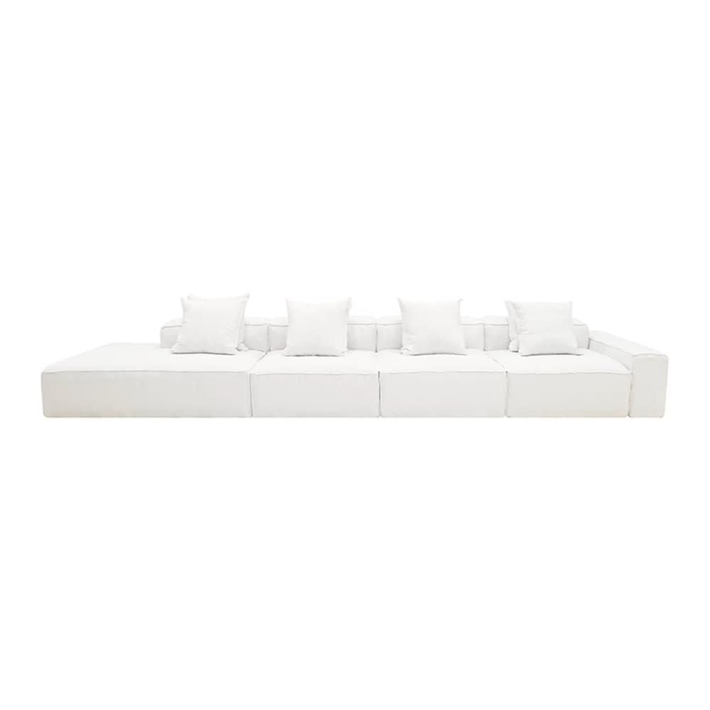 Riley Linen Pure White Modular Sofa - 1x Arm, 3x Armless, 1x Left Terminal color Linen Pure White
