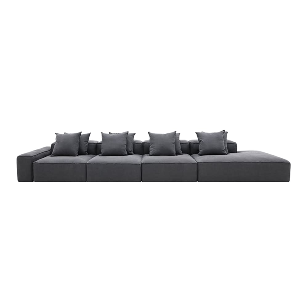 Riley Linen Charcoal Modular Sofa - 1x Arm, 3x Armless, 1x Right Terminal color Linen Charcoal