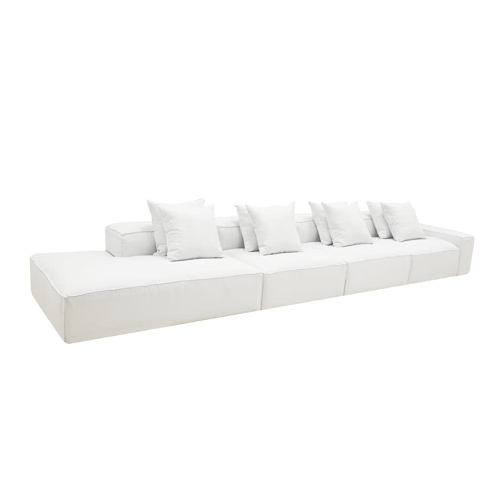 Riley Linen Pure White Modular Sofa - 1x Arm, 3x Armless, 1x Left Terminal color Linen Pure White