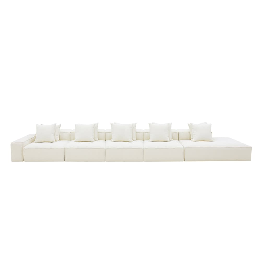 Riley Boucle Ivory Modular Sofa - 1x Arm, 4x Armless, 1x Right Terminal color Boucle Ivory