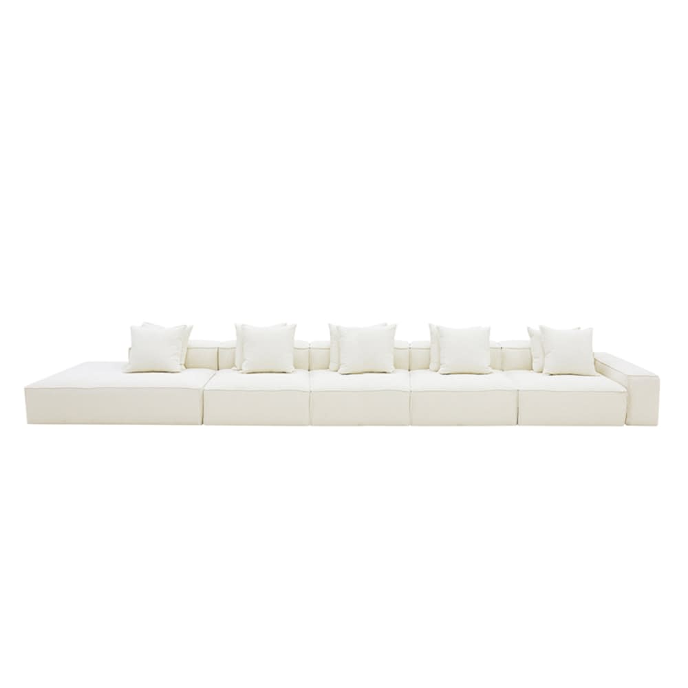 Riley Boucle Ivory Modular Sofa - 1x Arm, 4x Armless, 1x Left Terminal color Boucle Ivory