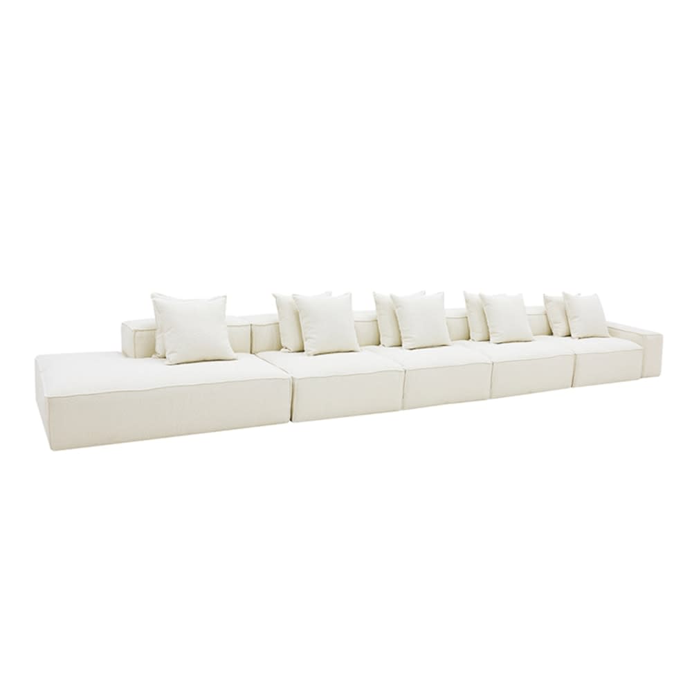 Riley Boucle Ivory Modular Sofa - 1x Arm, 4x Armless, 1x Left Terminal color Boucle Ivory