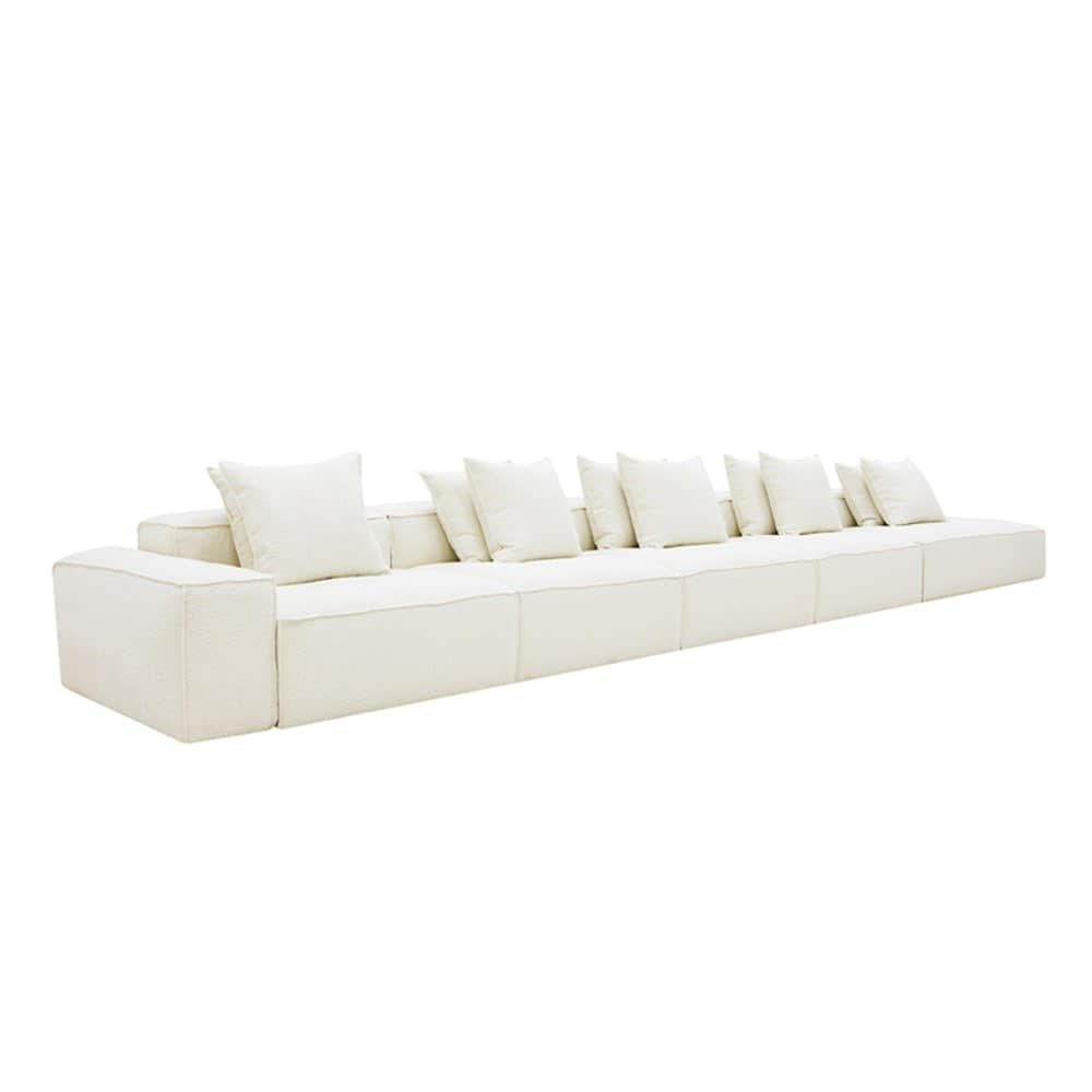 Riley Boucle Ivory Modular Sofa - 1x Arm, 4x Armless, 1x Right Terminal color Boucle Ivory