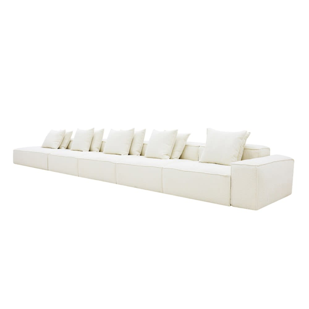 Riley Boucle Ivory Modular Sofa - 1x Arm, 4x Armless, 1x Left Terminal color Boucle Ivory