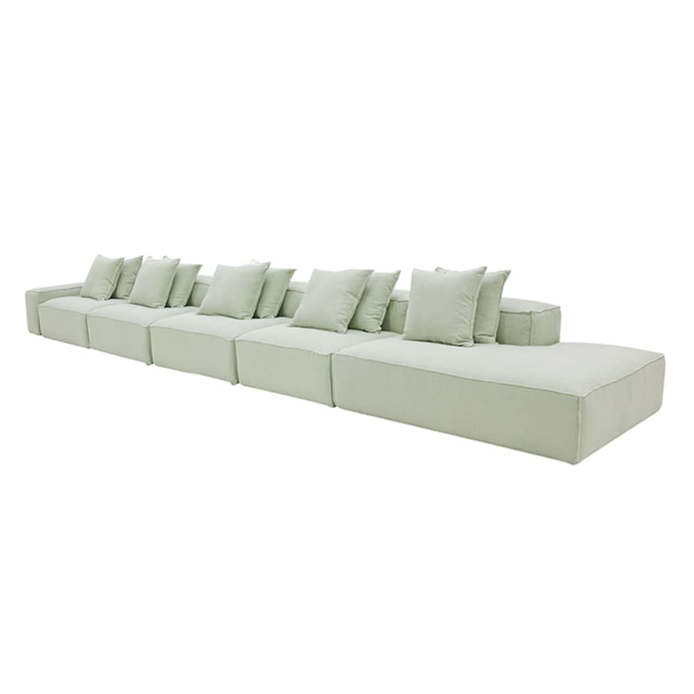 Riley Linen Oatmeal Modular Sofa - 1x Arm, 4x Armless, 1x Right Terminal color Linen Oatmeal