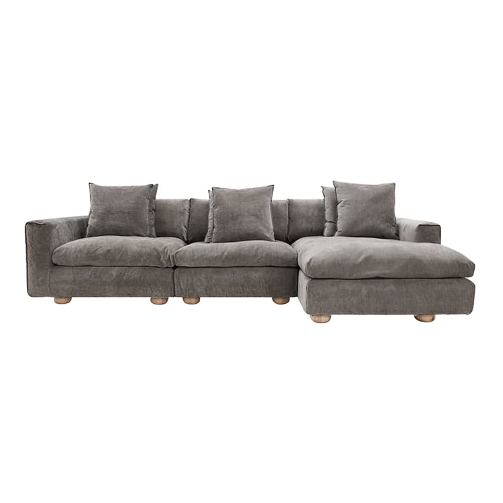 Tully Muse Mink Chaise Sofa - 3 Seater color Muse Mink