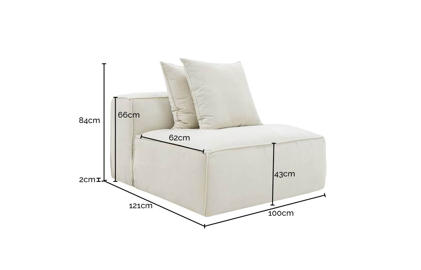 Riley Avon Honey Armless Sofa Module color Avon Honey