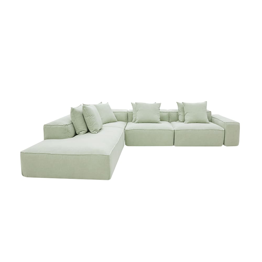 Riley Linen Oatmeal Modular Sofa - Arm, 2x Armless, Corner, Left Terminal color Linen Oatmeal