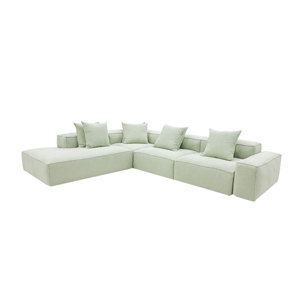 Riley Linen Oatmeal Modular Sofa - Arm, 2x Armless, Corner, Left Terminal color Linen Oatmeal