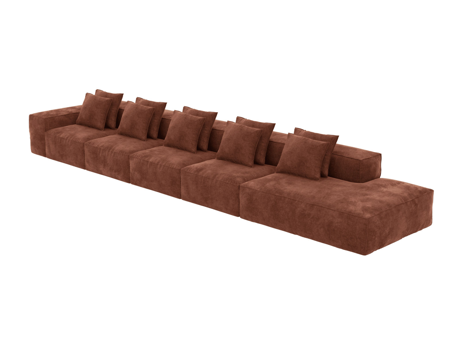 Riley Muse Rust 6 Seater Terminal Right Modular Sofa color Muse Rust