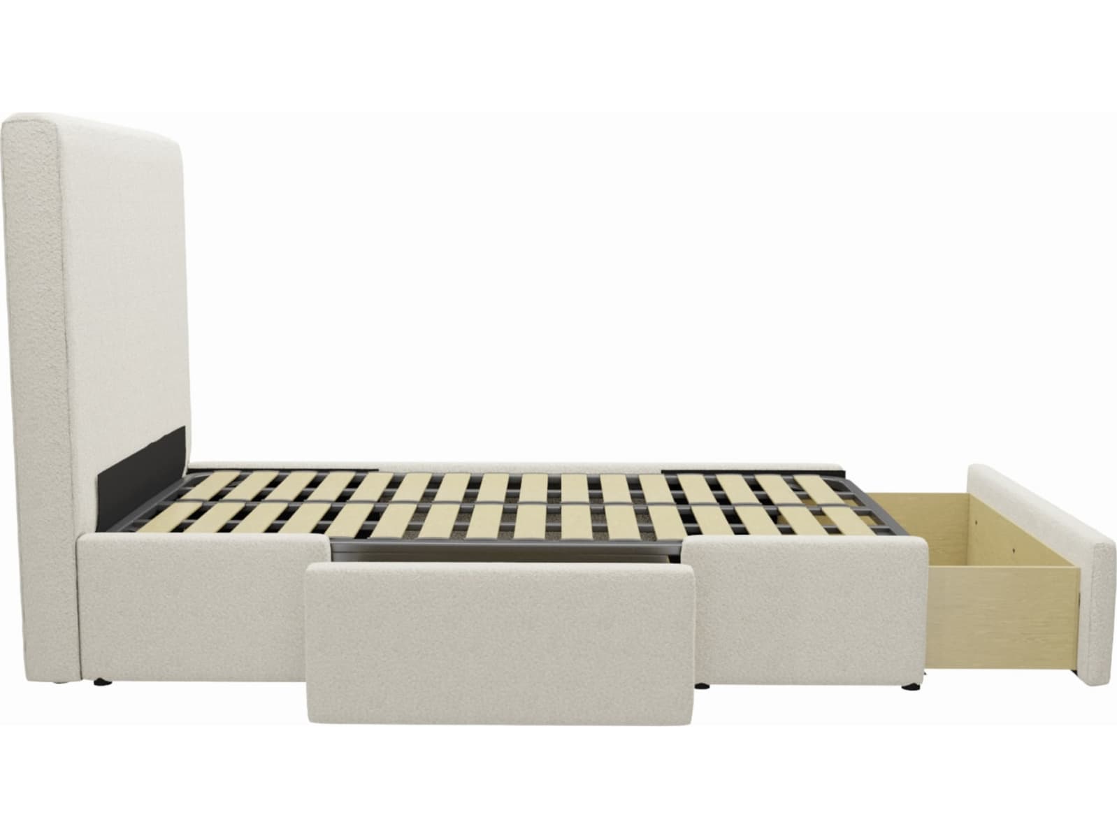 Aria Boucle Ivory Left Drawer Storage Bed color Boucle Ivory