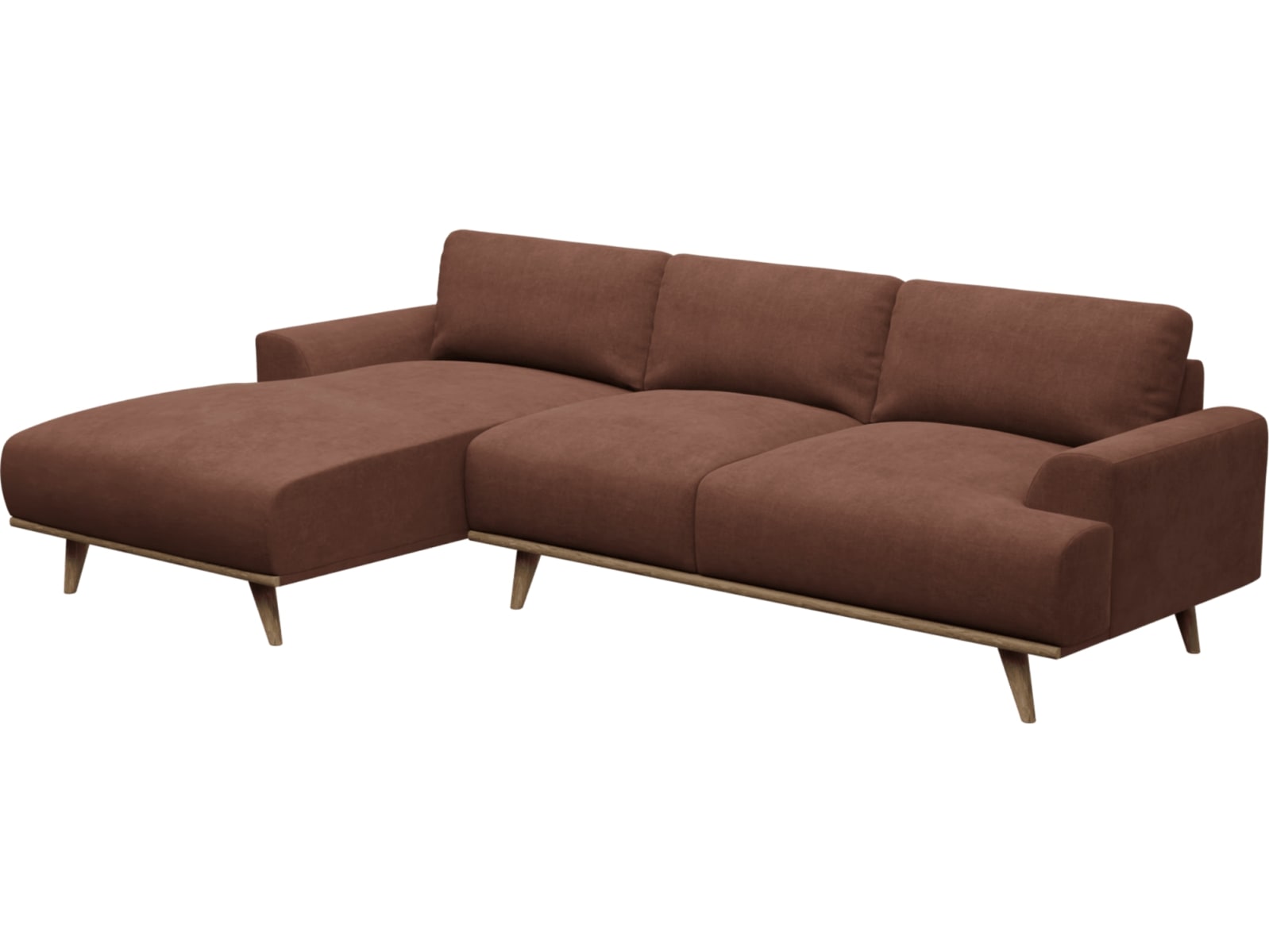 Dane Muse Rust Chaise Sofa - 3 Seater color Muse Rust