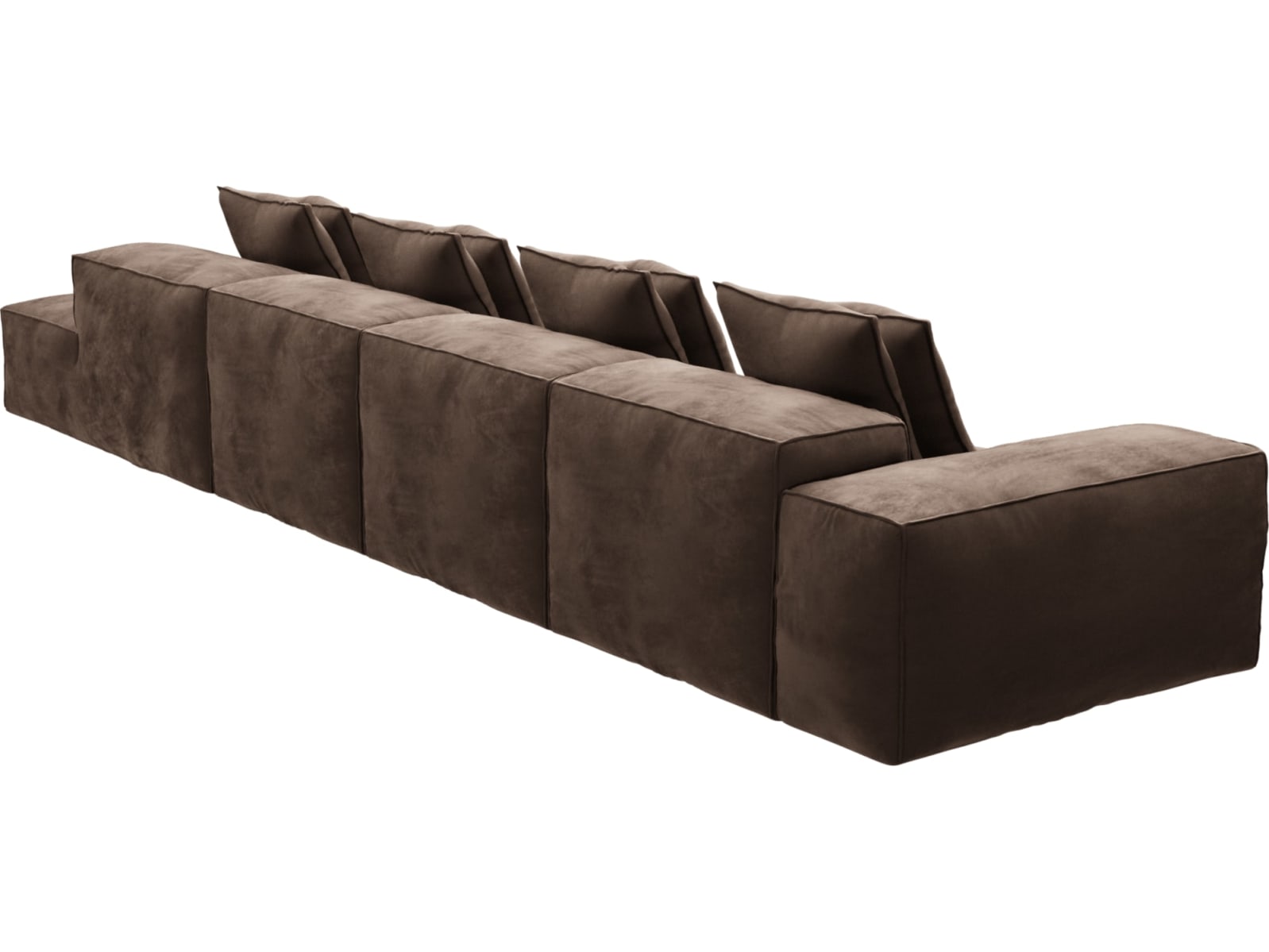 Riley Muse Chocolate Modular Sofa - 1x Arm, 3x Armless, 1x Right Terminal color Muse Chocolate