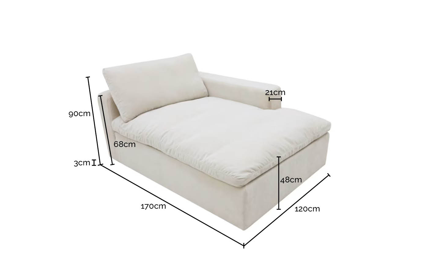 Cloud Deep Chaise Right Module Boucle Ivory color Boucle Ivory