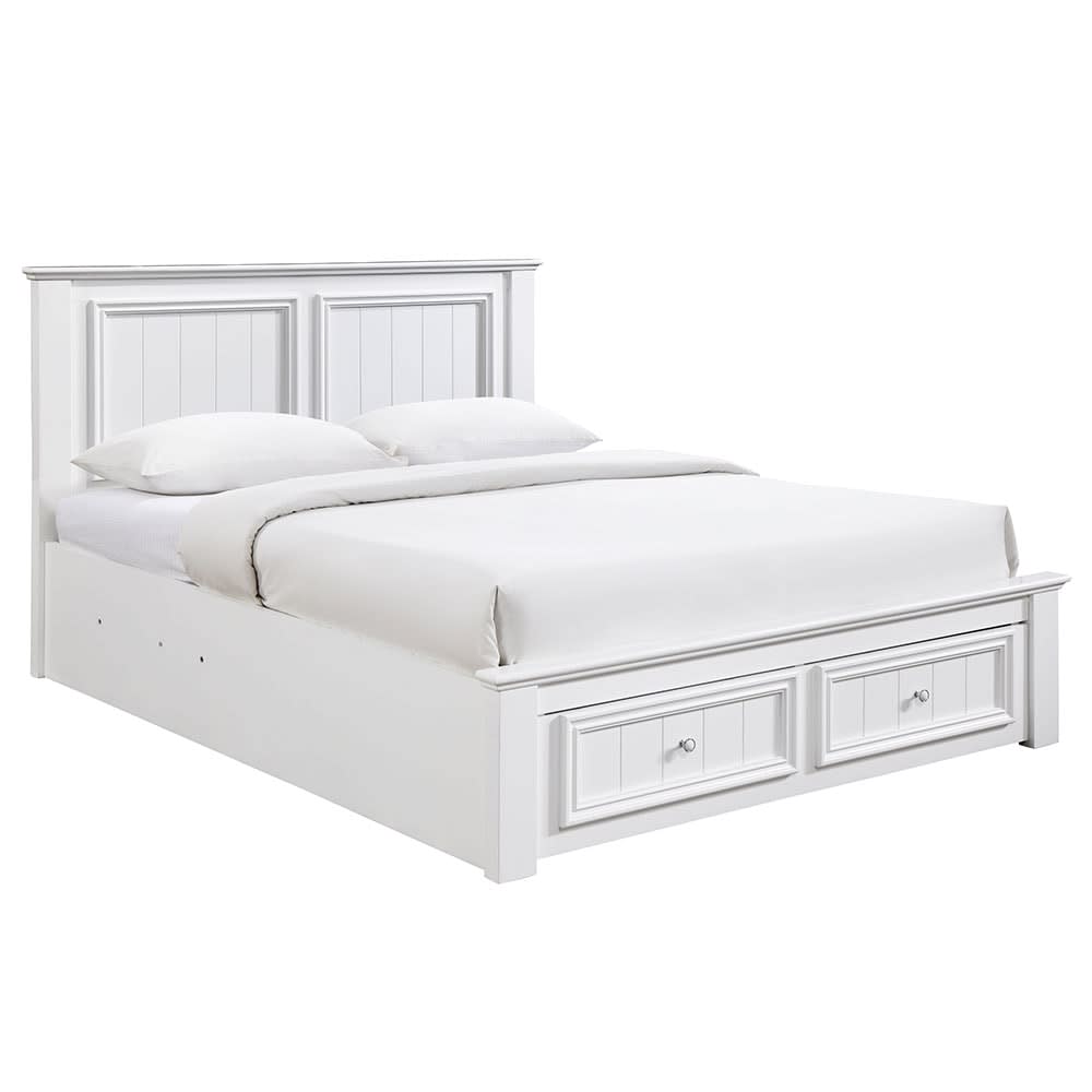 Mandalay  Drawer and Gas Lift Storage Bed Frame White color White