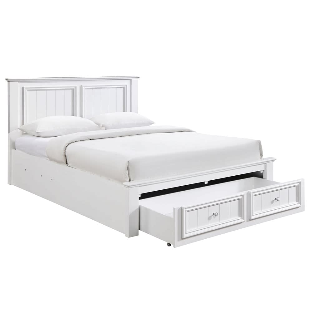 Mandalay  Drawer and Gas Lift Storage Bed Frame White color White
