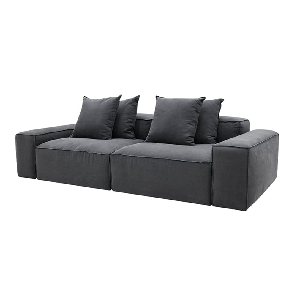 Riley Linen Charcoal Modular Sofa - 2 Seater color Linen Charcoal