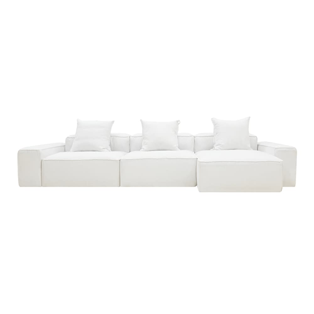 Riley Linen Pure White Modular Sofa - 3 Seater Chaise color Linen Pure White