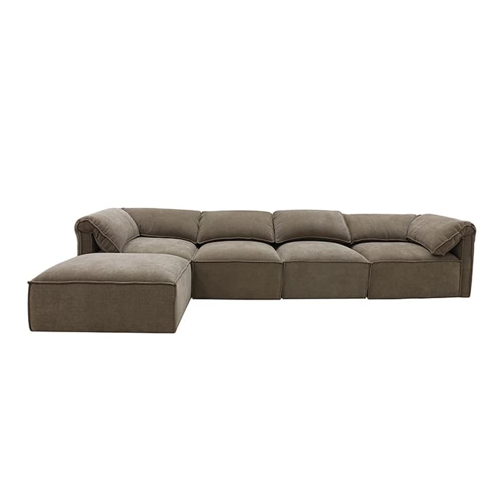 Kai Tribute Walnut Modular Sofa - 4 Seater and Ottoman color Tribute Walnut