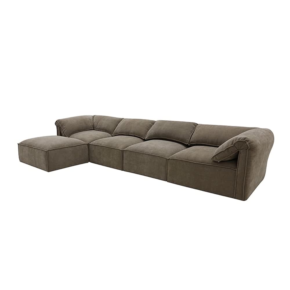 Kai Tribute Walnut Modular Sofa - 4 Seater and Ottoman color Tribute Walnut