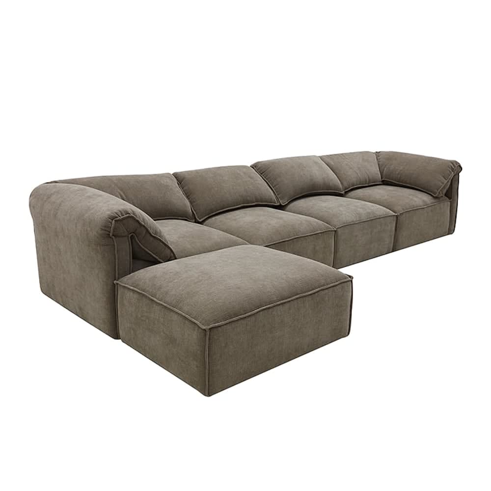 Kai Tribute Walnut Modular Sofa - 4 Seater and Ottoman color Tribute Walnut